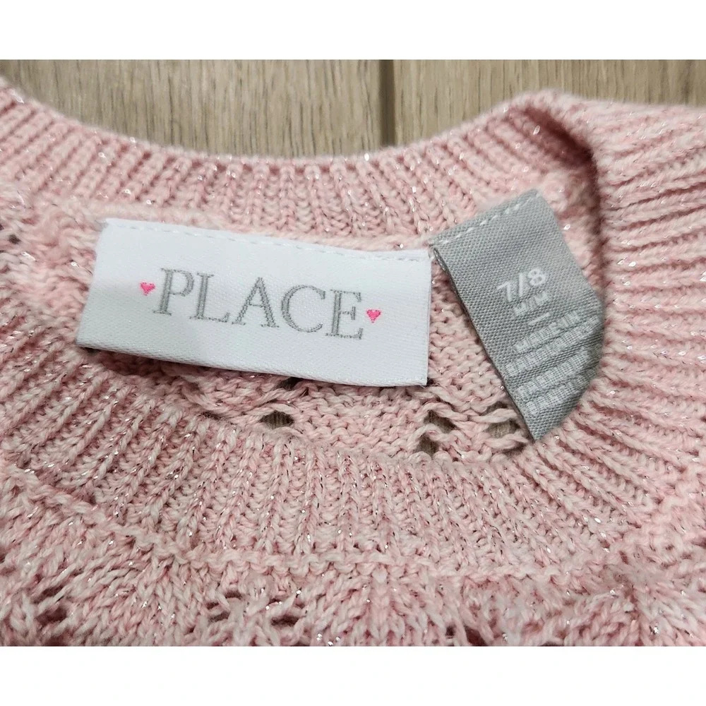 Girls Cable‎ Knit Fringe Sweater Light Pink Size 7/8 The Children's Place